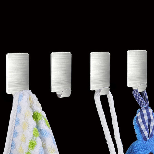 Stainless Steel Adhesive Hook 3M Metal Heavy Duty Rustproof for Hanging Waterproof Single Coat Robe Towel Hook Hanger Storage Organizer for Bathroom Toilet Kitchen, 16 PCS