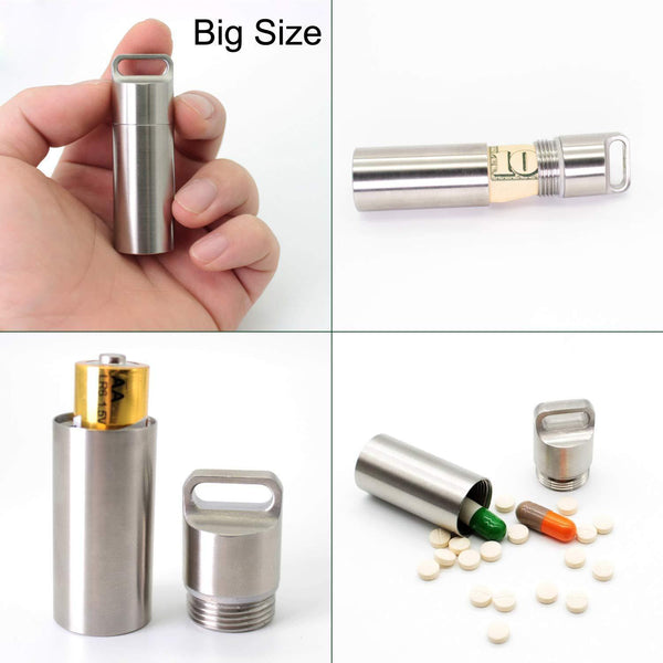 Purchase ppfish 3 pcs military grade air tight edc accessory case pill fob capsule keychain waterproof match case battery holder outdoor survival storage metal container dry box