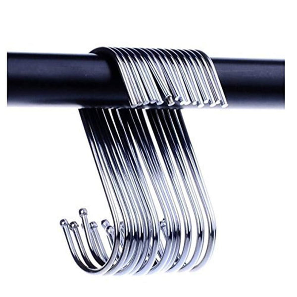 24 Pack S Shaped Hanging Hooks Hanger Hooks 3.5" Hanging Plant Pan Cup Metal S Hooks Hanger Heavy Duty Stainless Steel S Hooks for Kitchen Bathroom Bedroom and Office Hanging Utensils Towels