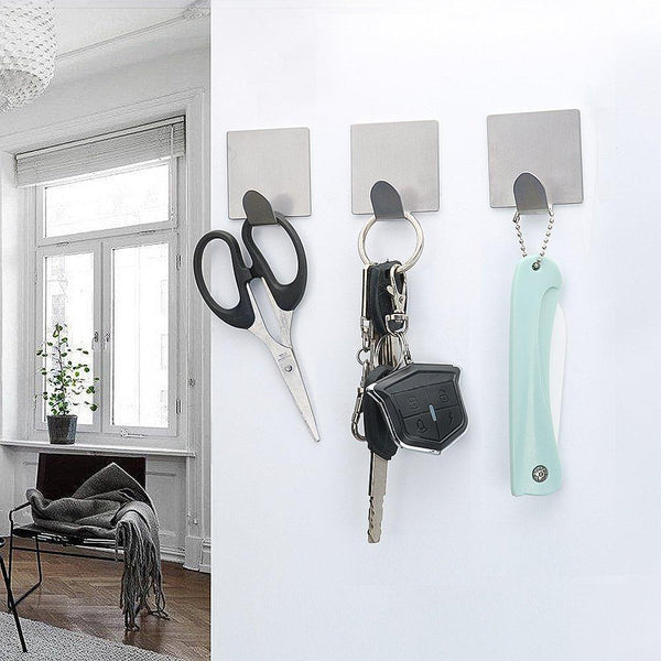 FOTYRIG Adhesive Hooks Wall Hooks Hangers Waterproof Stainless Steel Stick on Hooks for Hanging Robe Towel Coat Kitchen Utensils Keys Bags-Home Kitchen Bathroom-8 Packs