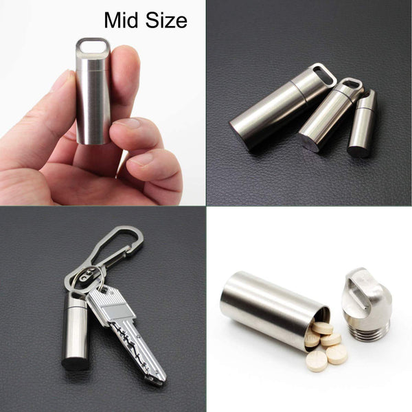 Products ppfish 3 pcs military grade air tight edc accessory case pill fob capsule keychain waterproof match case battery holder outdoor survival storage metal container dry box