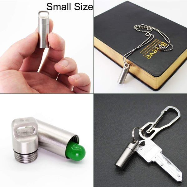 Organize with ppfish 3 pcs military grade air tight edc accessory case pill fob capsule keychain waterproof match case battery holder outdoor survival storage metal container dry box