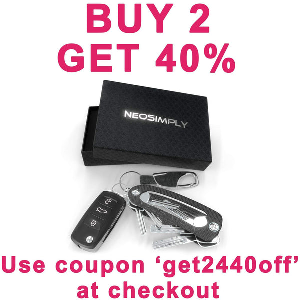 Heavy duty neosimply the ultimate keychain smart compact keyring holder key holder organizer best minimalist gadget tool perfect for anyone with keys carbon fiber leather keychain for car key