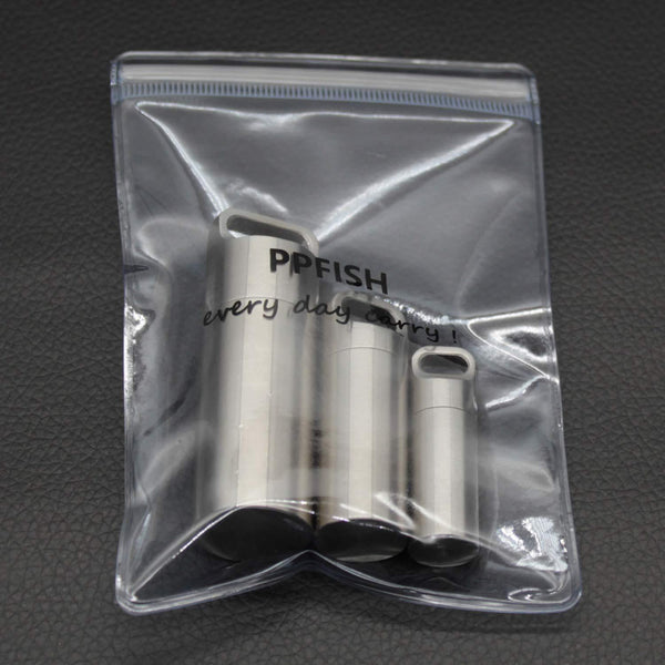Order now ppfish 3 pcs military grade air tight edc accessory case pill fob capsule keychain waterproof match case battery holder outdoor survival storage metal container dry box