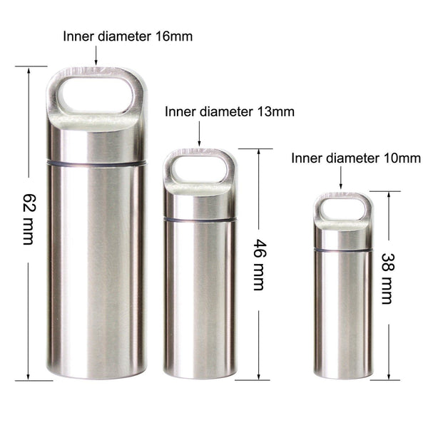 Results ppfish 3 pcs military grade air tight edc accessory case pill fob capsule keychain waterproof match case battery holder outdoor survival storage metal container dry box
