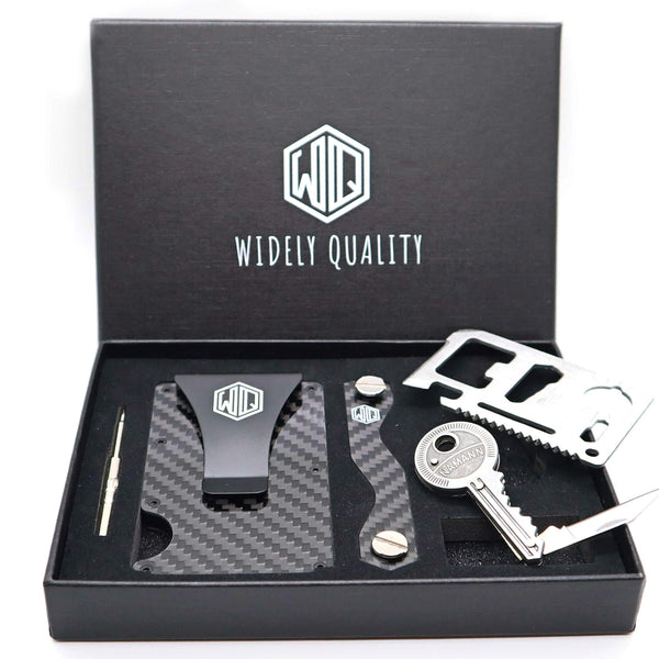 Buy carbon fiber wallet money clip by widely quality rfid blocking complete gift set including key holder organizer minimalist card holder with smart keychain slim and compact lightweight