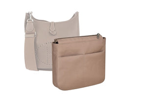 Customizable "Evelyne III 29 PM - Bottom Length 11.4''/29 cm" Fabric Bag Insert Organizer In 7.8"/20 cm Height, Bag Liner, Etoupe-Taupe by SenamonBagOrganizer