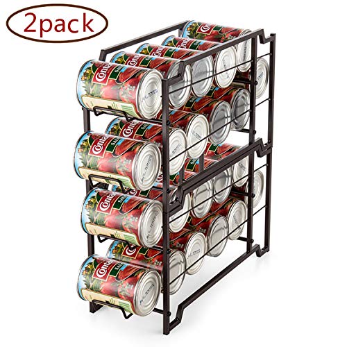 Bextsware Beverage Can Dispenser Rack, Stackable Can Storage Organizer Holder for Canned food or Pantry Refrigerator, Bronze(2 Pack)