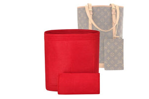 For "Bucket GM - Bottom Length 27 cm/10.6 inches" Customizable Felt Organizer In 33 cm/13 inches Height, Bag Liner, Red by SenamonBagOrganizer