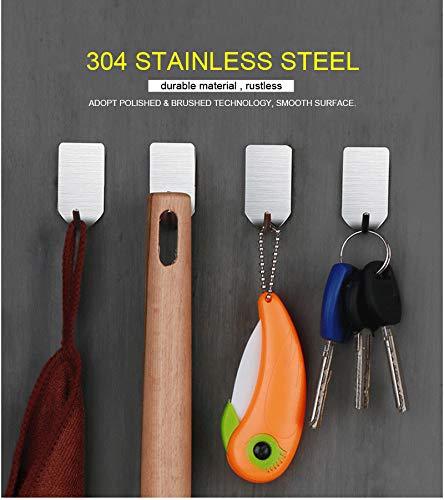 Adhesive Hooks, Heavy Duty Wall Hooks Made from 304 Stainless Steel That's Waterproof for Coat, Towel Hook, Keys, Bags, Kitchen and Bathroom (16 Pack)