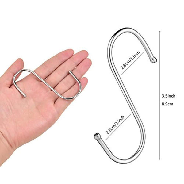 24 Pack S Shaped Hanging Hooks Hanger Hooks 3.5" Hanging Plant Pan Cup Metal S Hooks Hanger Heavy Duty Stainless Steel S Hooks for Kitchen Bathroom Bedroom and Office Hanging Utensils Towels