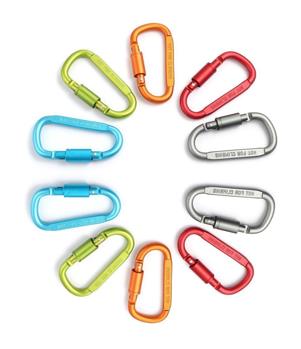 Best seller  drayas aluminum carabiner d shape buckle pack keychain clip spring snap key chain clip hook screw gate buckle 10pcs multicolor 10pcs