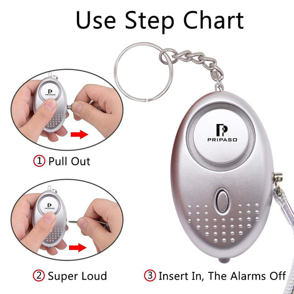 Amazon sinotech 130db personal alarm 4 pack safety security emergency device personal alarm keychain for elderly women kids night workers 2pack silver
