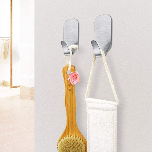 Mop and Broom Holder, (12 Pack)XiaoXiMi 6 Pack Broom Mop Holder + 6 Pack Adhesive Hook, No Drilling Wall Mounted Self Adhesive Tools Ideal Broom Hanger Stainless Steel Waterproof Hanger for Your Home