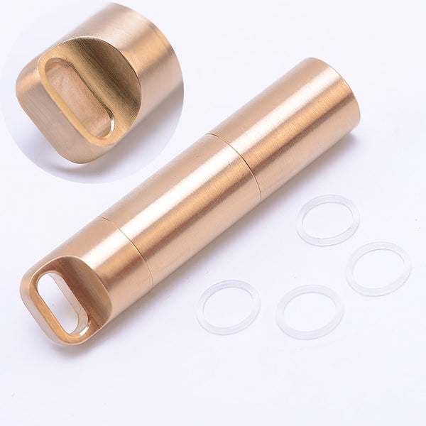 Cheap weimian pill fob 2 compartments solid brass metal outdoor travel small waterproof container organizer dry storage bottle keychain holder hiking camping edc case