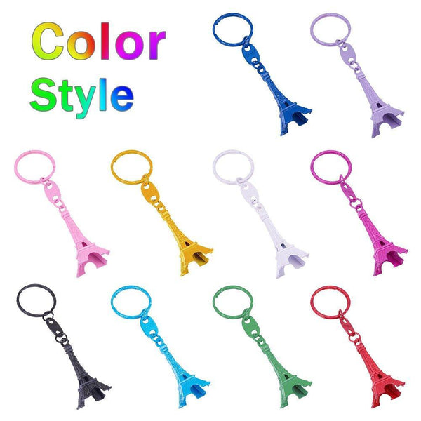 Exclusive nbeads 40 pcs mixed color retro alloy eiffel tower keychain split key ring keyring pendants accessories 49x21mm1 9x0 8