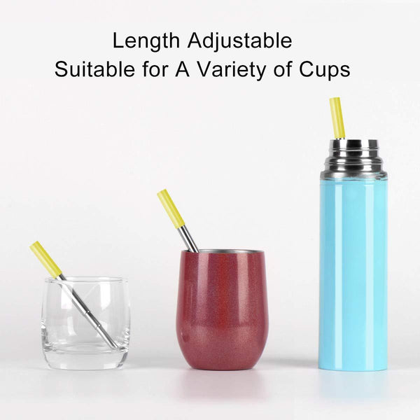 Best 2 pack longzon collapsible stainless steel metal straws with case reusable portable foldable telescopic metal drinking straws with 2 aluminum keychain 2 cleaning brushes for travel home
