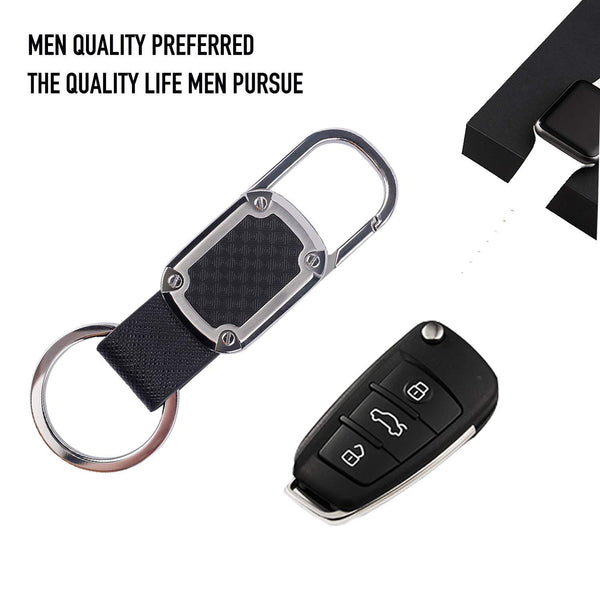 Top car key chain detachable carabiner key chain rings stainless steel heavy duty leather key holder organizer home car keychain clip hook best gift for business men and women with 4 extra key rings