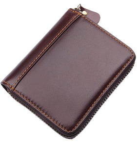 Results mens rfid blocking full grain leather secure credit card holder zip around wallet come with free keychain and gift box chocolate b1w008ch