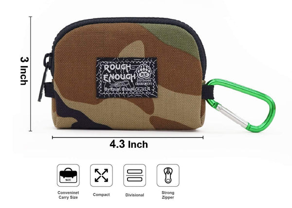 Buy rough enough small mini minimalist mens wallet credit card holder coin purse change zipper pouch cash bag organizer earbuds case with keychain ring for business women boys girls travel school party