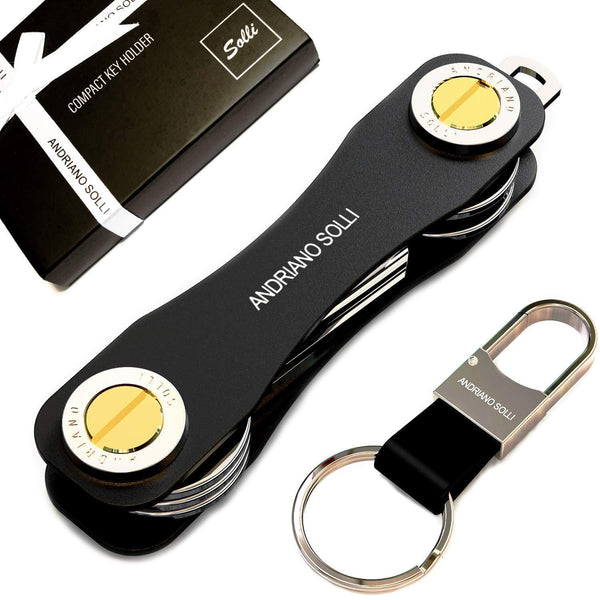 Purchase compact key holder and smart keychain organizer by solli business edition elegant design foldable pocket key holder with carabiner bottle opener and expansion kit anodized aluminum black