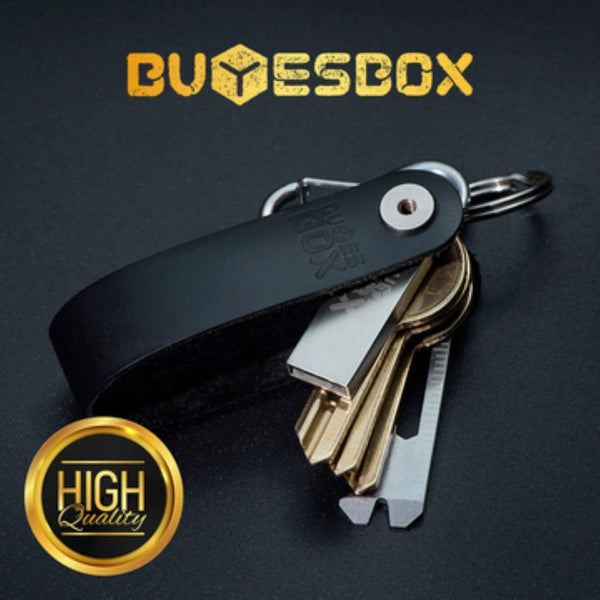 Home buyesbox compact key organizer leather keychain pocket smart key holder real leather secure locking mechanism key chain up to 10 keys tools 16gb usb memory
