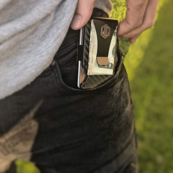 Discover the carbon fiber wallet money clip by widely quality rfid blocking complete gift set including key holder organizer minimalist card holder with smart keychain slim and compact lightweight