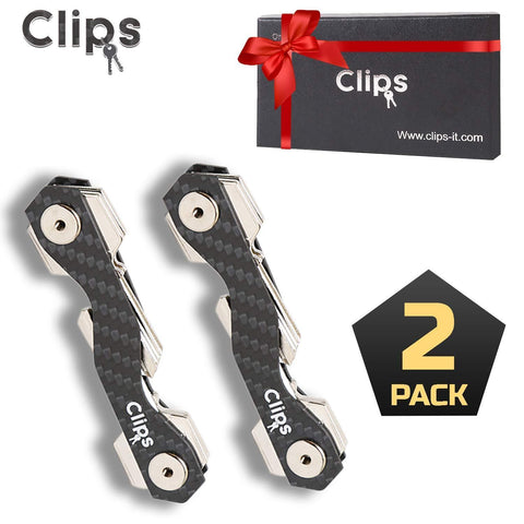 Discover clips 2 pack smart compact key organizer keychain made of carbon fiber stainless steel pocket organizer up to 22 keys lightweight strong key gadget includes sim bottle opener carabiner more