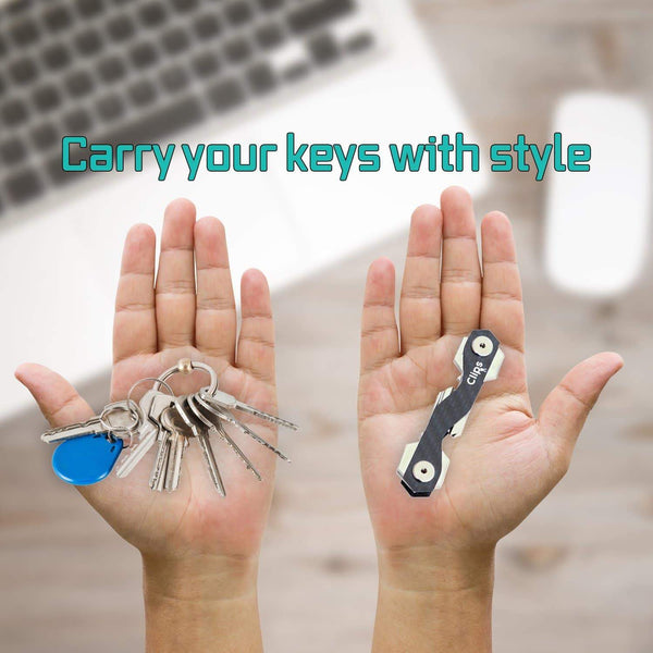 Featured clips 2 pack smart compact key organizer keychain made of carbon fiber stainless steel pocket organizer up to 22 keys lightweight strong key gadget includes sim bottle opener carabiner more