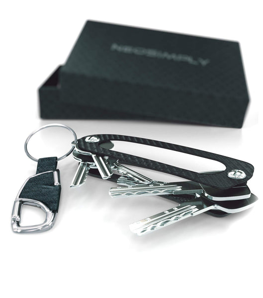 Exclusive neosimply the ultimate keychain smart compact keyring holder key holder organizer best minimalist gadget tool perfect for anyone with keys carbon fiber leather keychain for car key