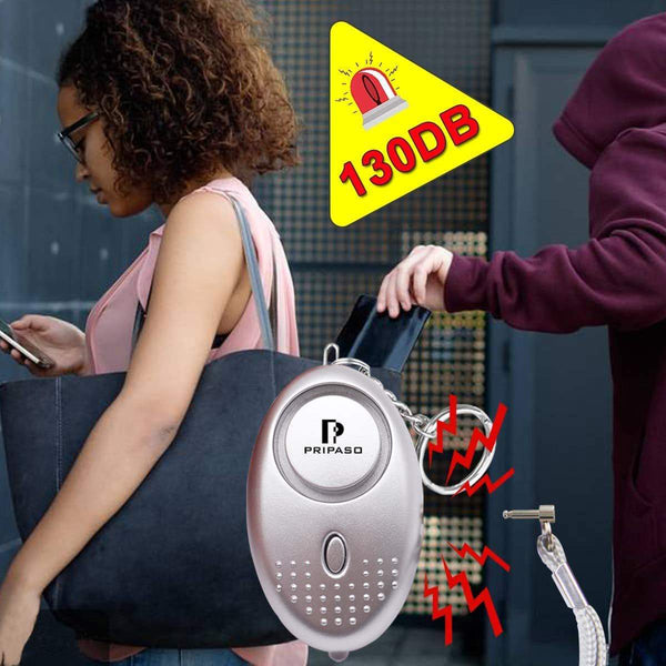 Top sinotech 130db personal alarm 4 pack safety security emergency device personal alarm keychain for elderly women kids night workers 2pack silver