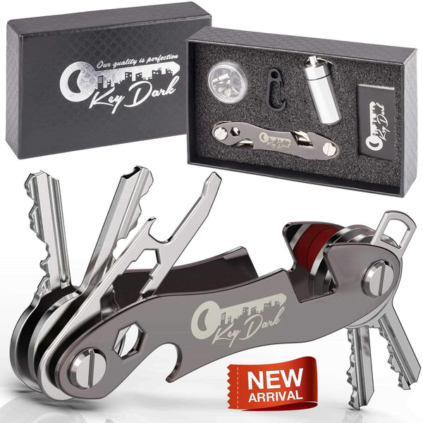 Order now compact key holder and keychain organizer smart pocket key organizer up to 22 keys premium multitool gadget with stainless steel bottle opener and carabiner money clip bonus included black