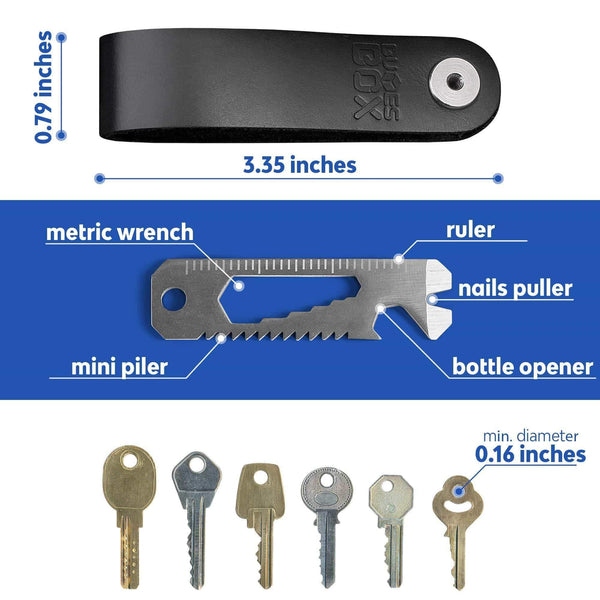 Heavy duty buyesbox compact key organizer leather keychain pocket smart key holder real leather secure locking mechanism key chain up to 10 keys tools 16gb usb memory