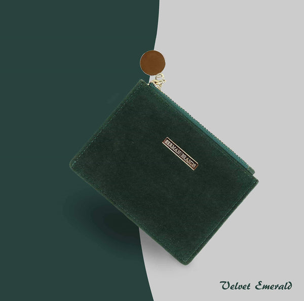Discover the serman brands slim wristlet card case holder small rfid blocking wallet change purse for women keychain removable wristlet strap velvet emerald ch