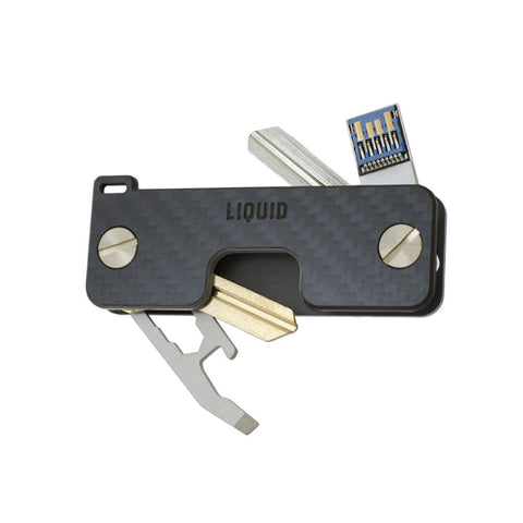 Liquid KeyCaddy Matte Black (Silver Screws) Key Organizer - Carbon Fibre